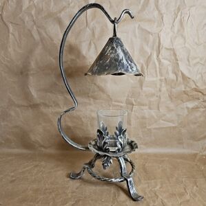 Metal And Glass Candle Holder With Leaf Accents